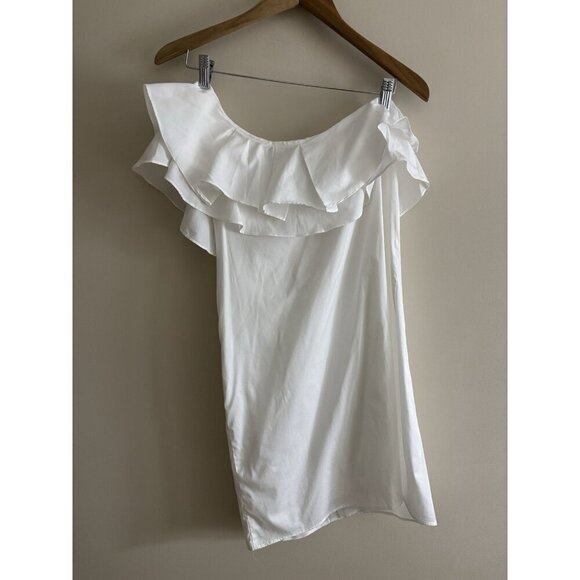 NWT Sunday in Brooklyn Anthropologie White Ruffle One Shoulder Mini Dress Sz S - Picture 2 of 11